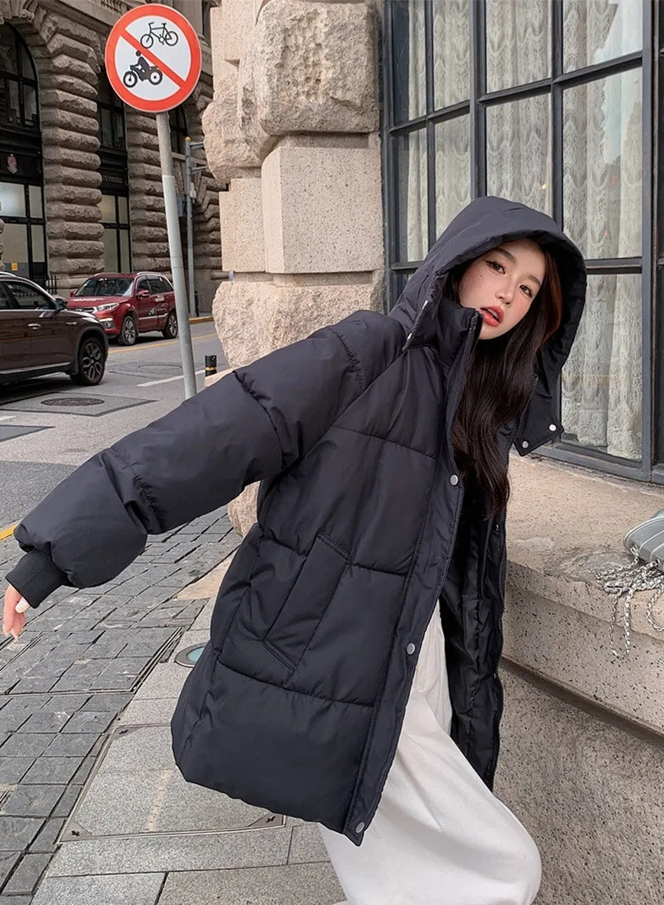 Thickened Quilted Full-Zip Water-Resistant Jacket for Women