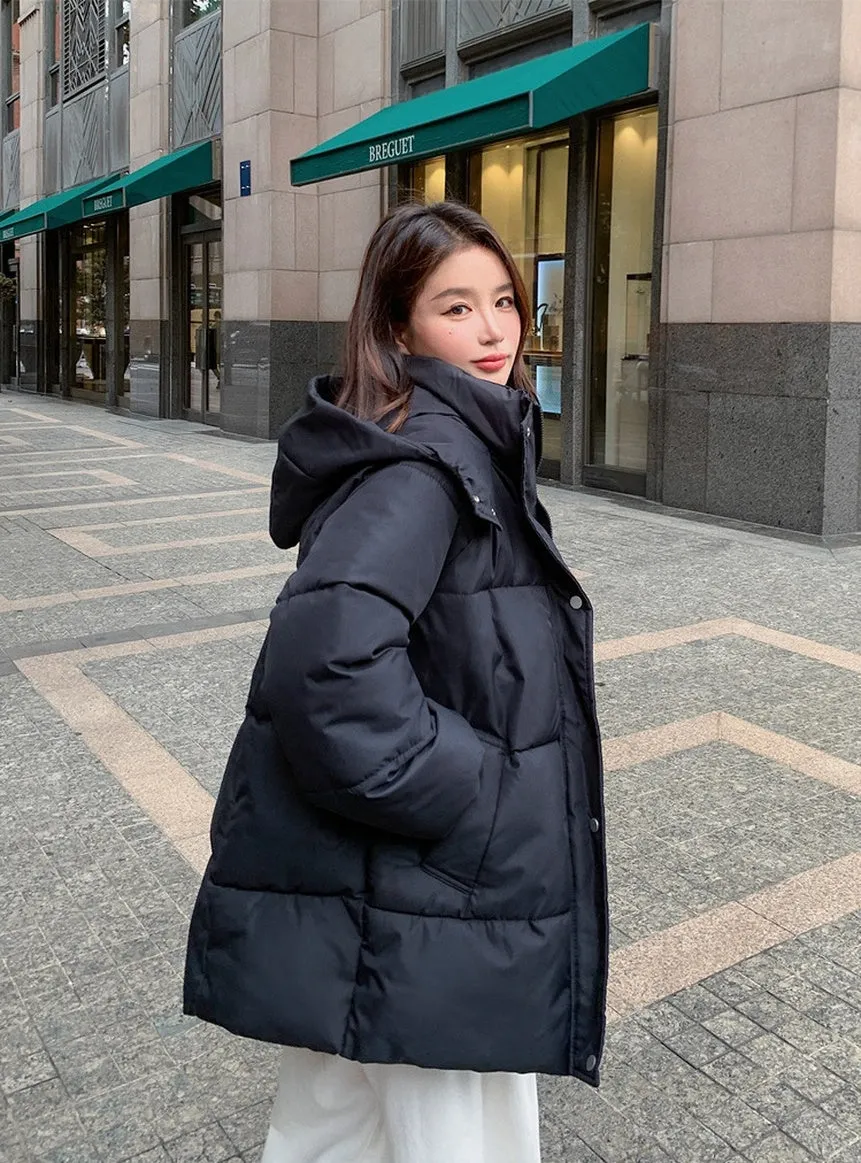 Thickened Quilted Full-Zip Water-Resistant Jacket for Women
