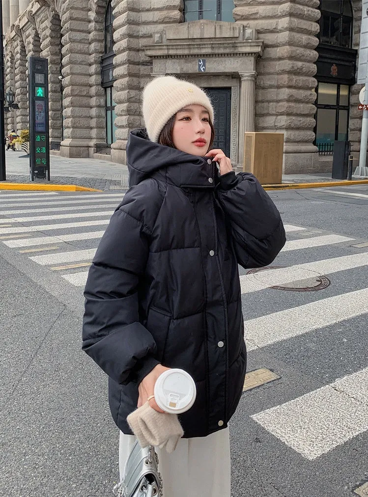 Thickened Quilted Full-Zip Water-Resistant Jacket for Women