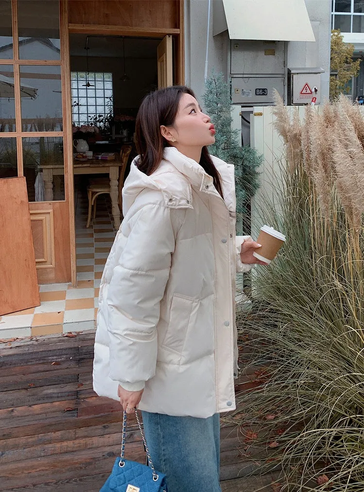 Thickened Quilted Full-Zip Water-Resistant Jacket for Women