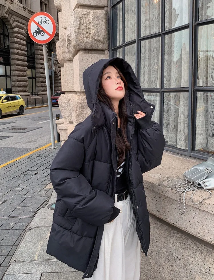 Thickened Quilted Full-Zip Water-Resistant Jacket for Women