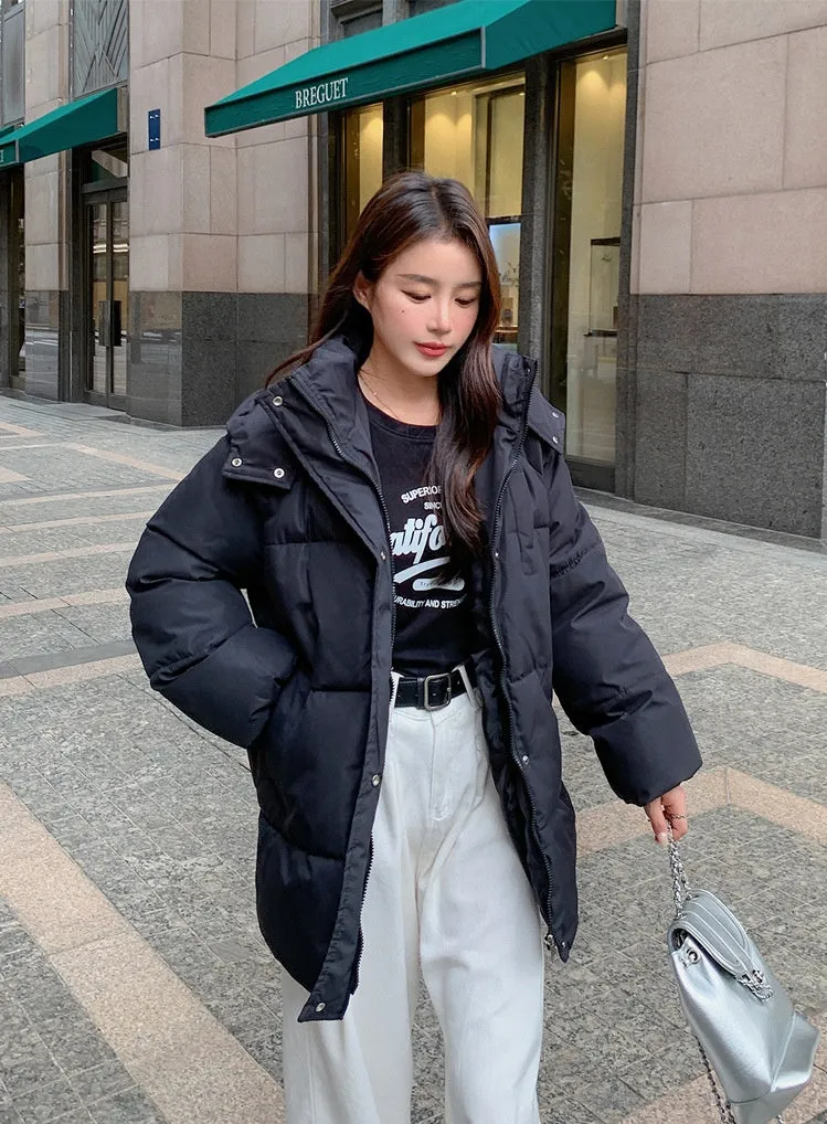 Thickened Quilted Full-Zip Water-Resistant Jacket for Women