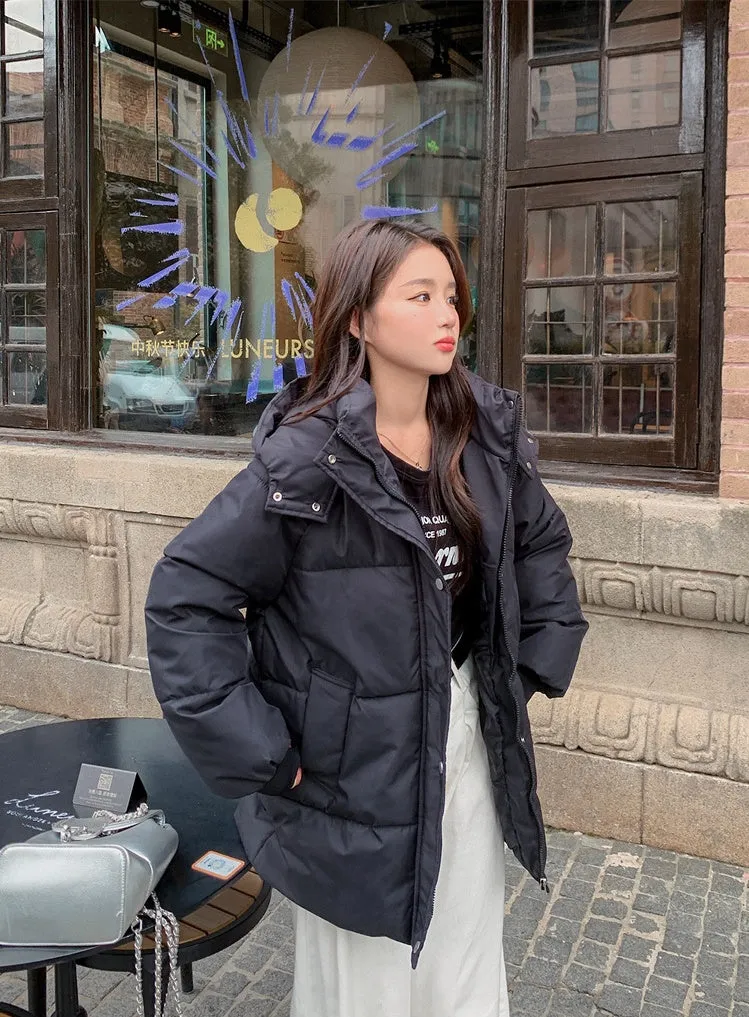 Thickened Quilted Full-Zip Water-Resistant Jacket for Women