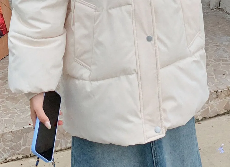 Thickened Quilted Full-Zip Water-Resistant Jacket for Women