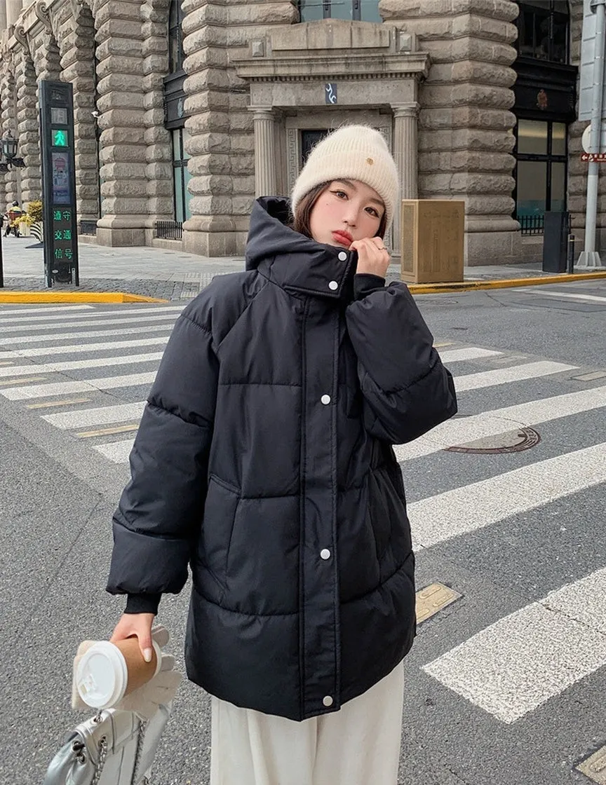 Thickened Quilted Full-Zip Water-Resistant Jacket for Women