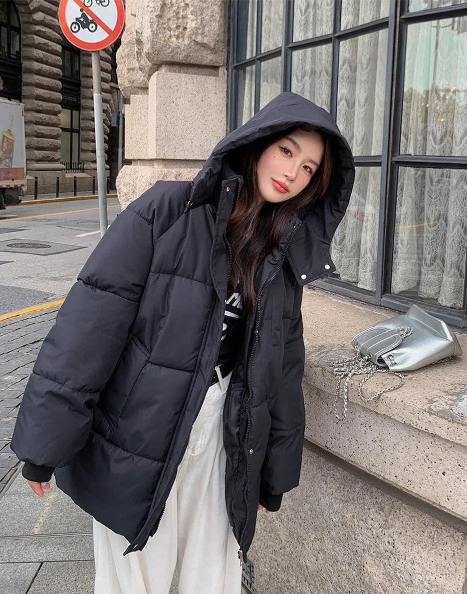 Thickened Quilted Full-Zip Water-Resistant Jacket for Women