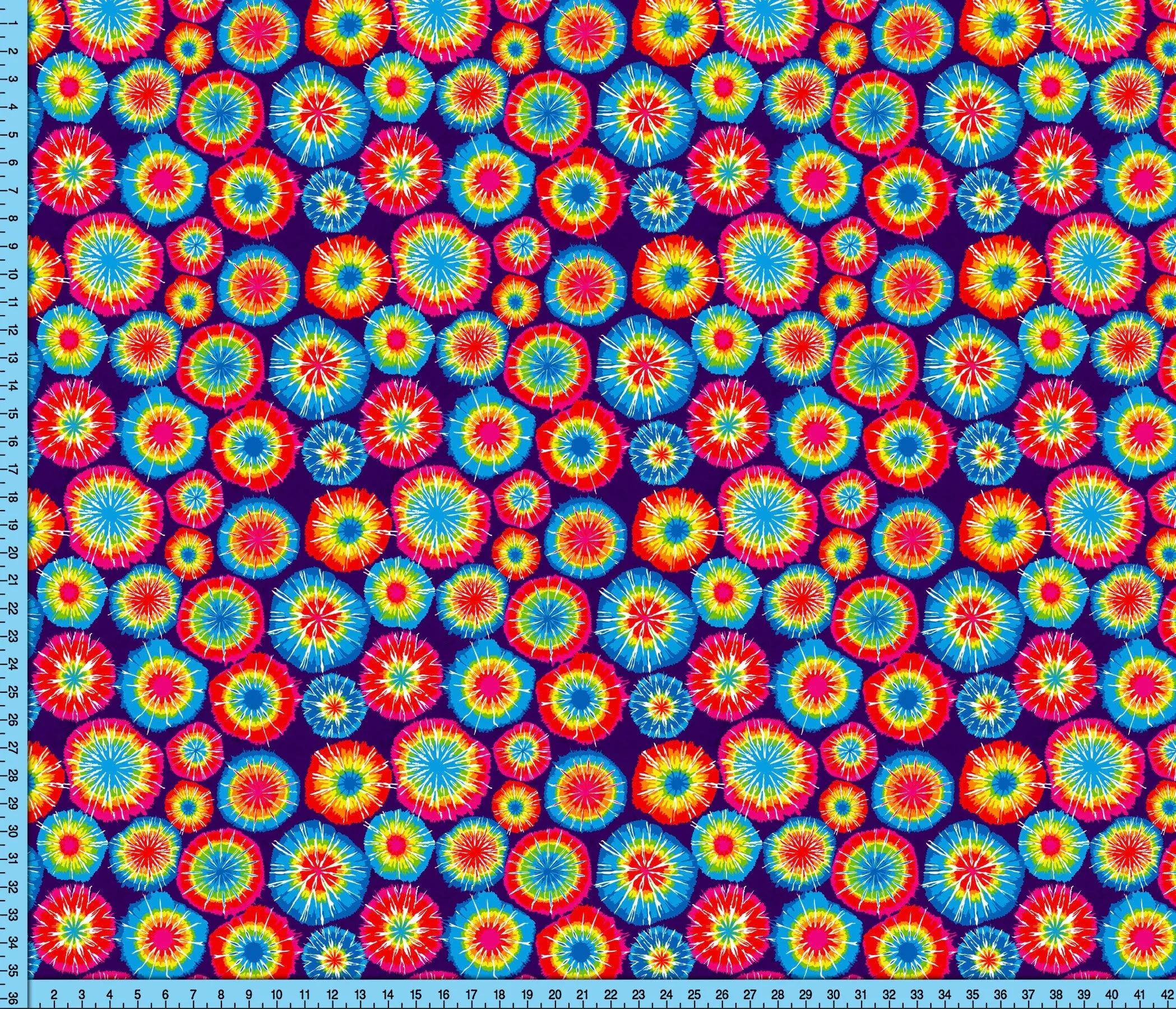Tie Dye Fabric Pattern Print, Boho Colorful Circle Pattern printed By the Yard, Half Yard or Fat Quarter