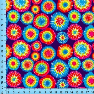 Tie Dye Fabric Pattern Print, Boho Colorful Circle Pattern printed By the Yard, Half Yard or Fat Quarter
