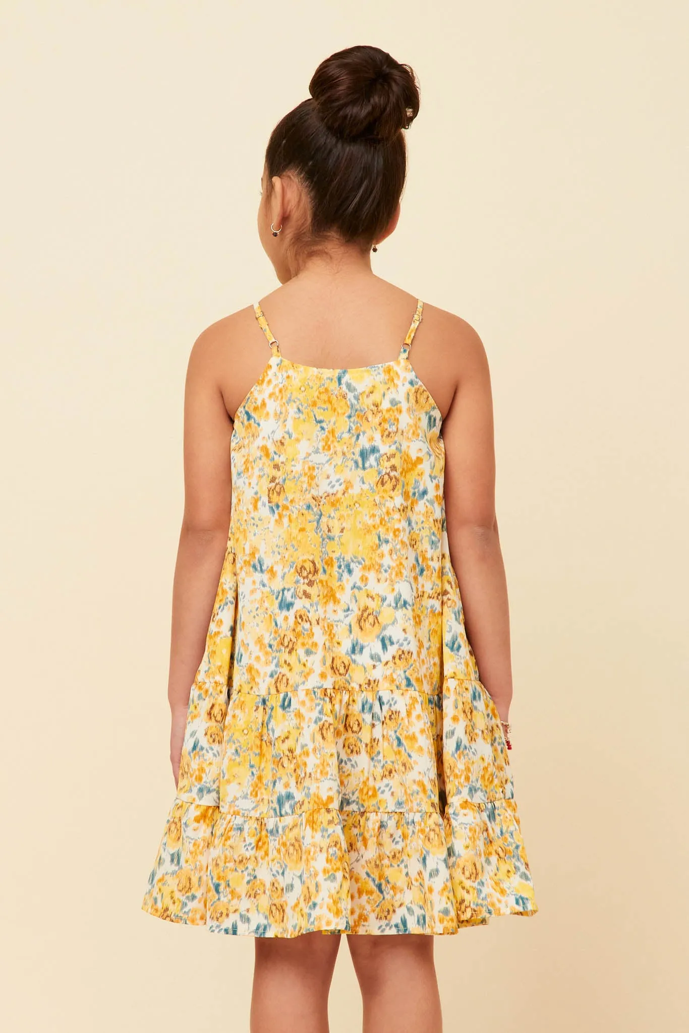 Tie Front Tiered Floral Midi Tank Dress