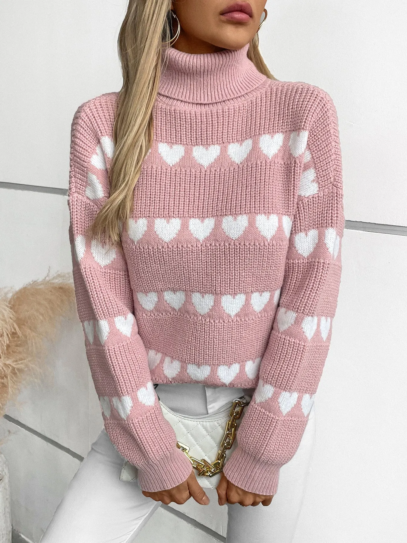 Trendy High Neck Jumper for Women with Cozy Knit Design