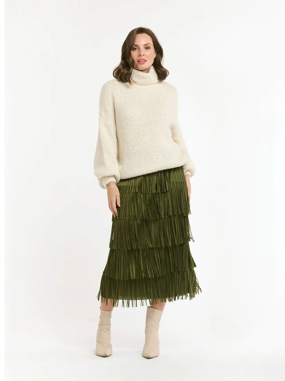 Turtle Neck Knit Jumper - CREAM