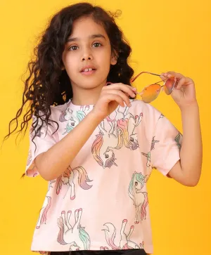 UNICORN STAR SHORT SLEEVES GIRLS T-SHIRT - PINK