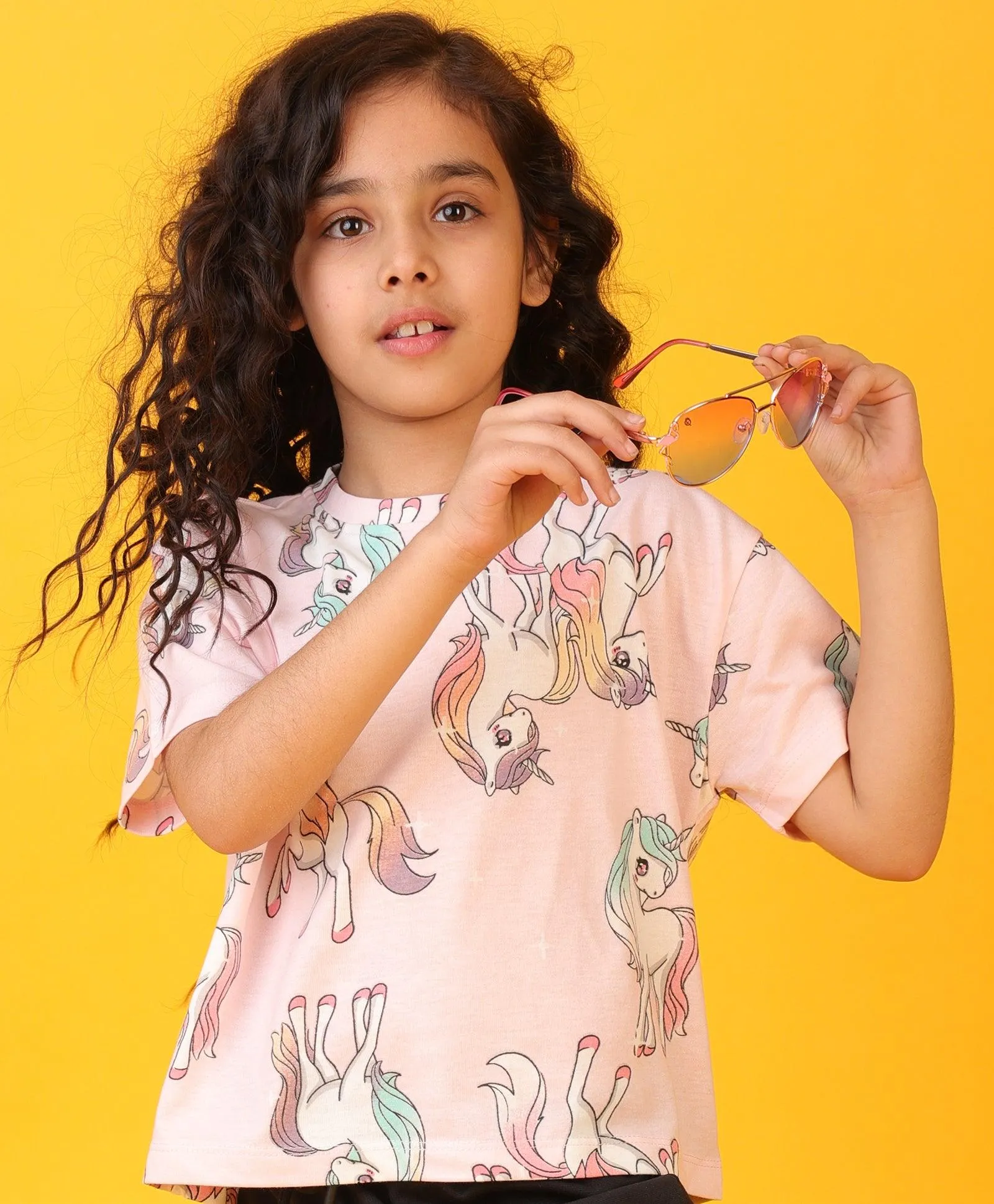 UNICORN STAR SHORT SLEEVES GIRLS T-SHIRT - PINK