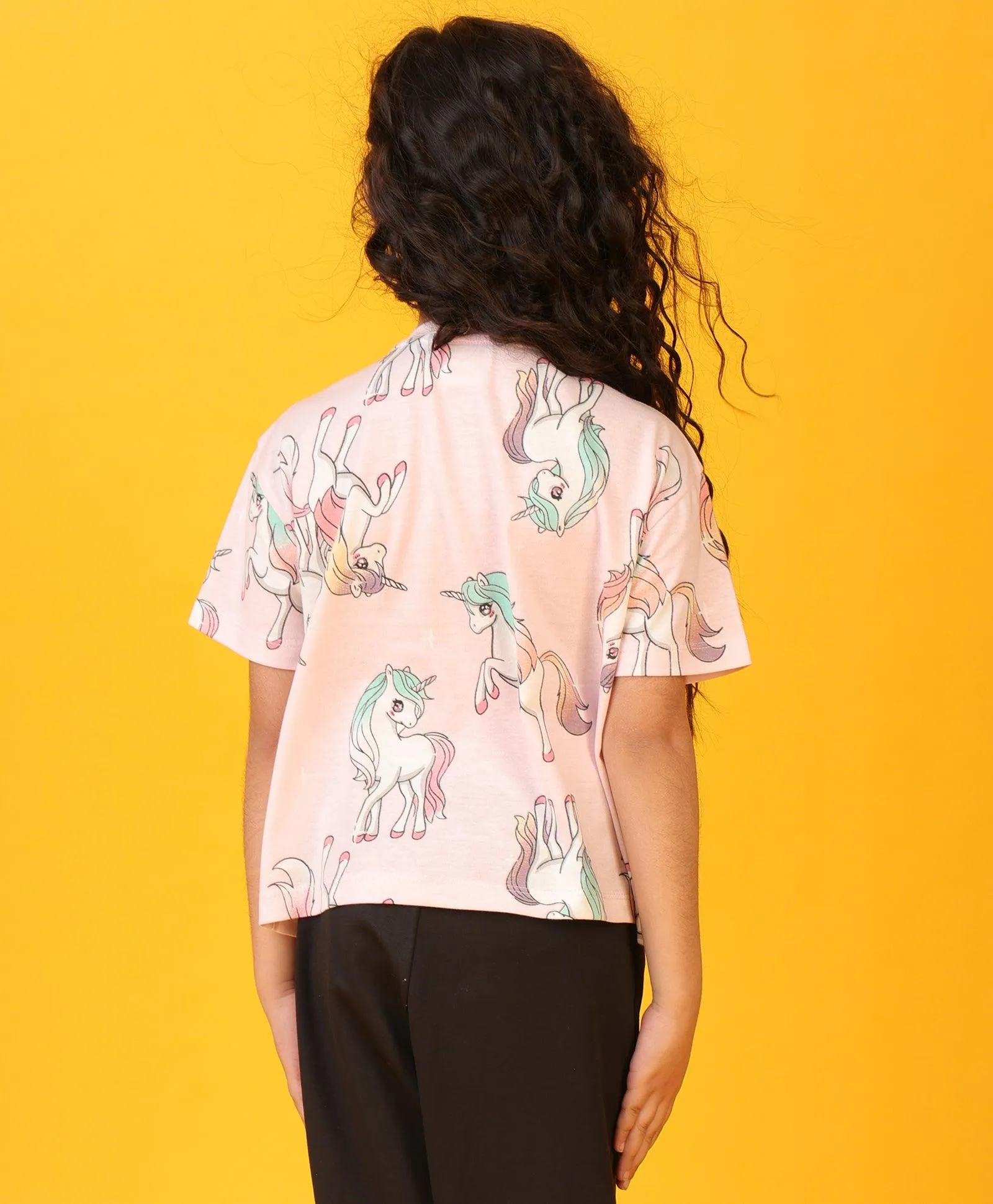 UNICORN STAR SHORT SLEEVES GIRLS T-SHIRT - PINK