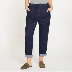 Universal Standard Comfort Denim Drawstring Jean Trouser in Dark Indigo