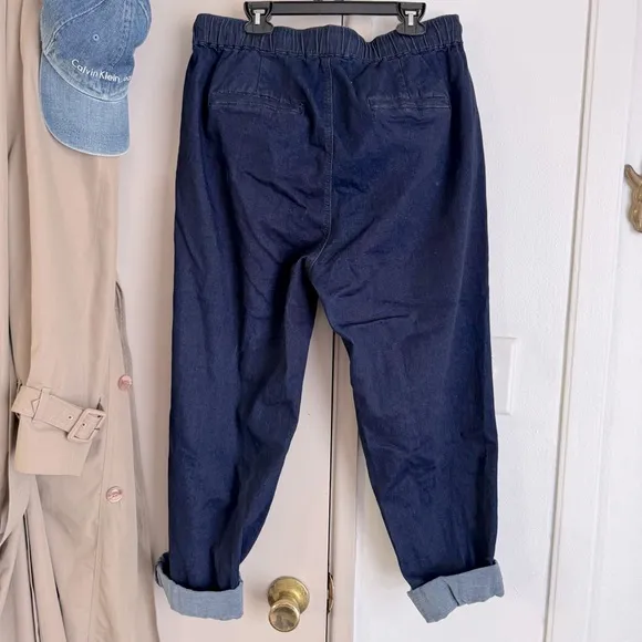 Universal Standard Comfort Denim Drawstring Jean Trouser in Dark Indigo