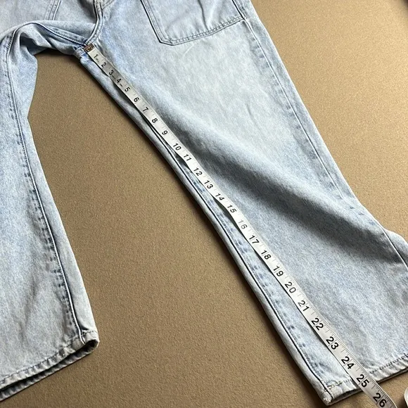 Veronica Beard Arya Cropped Denim Cargo Straight High Rise - Cascade Sun - 28