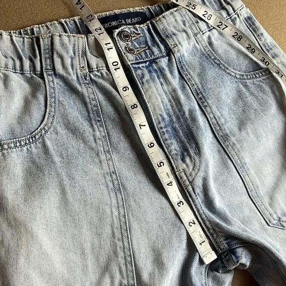 Veronica Beard Arya Cropped Denim Cargo Straight High Rise - Cascade Sun - 28