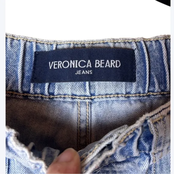 Veronica Beard Arya Cropped Denim Cargo Straight High Rise - Cascade Sun - 28