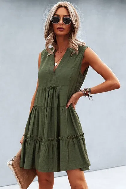 Verve V-Neck Tiered Dress