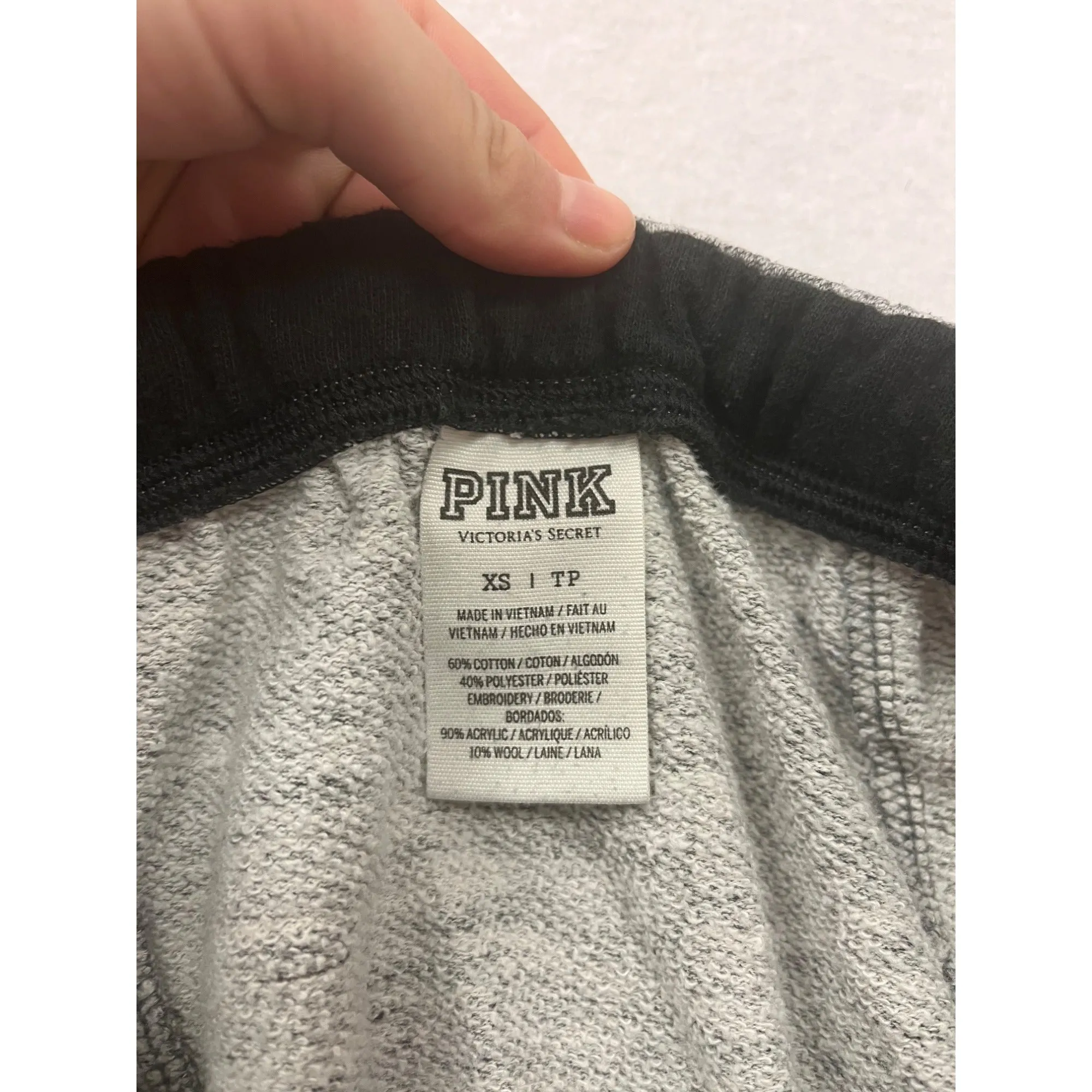 Victorias Secret Pink Womens XS Gray Drawstring Sweatpants With Pockets #6556