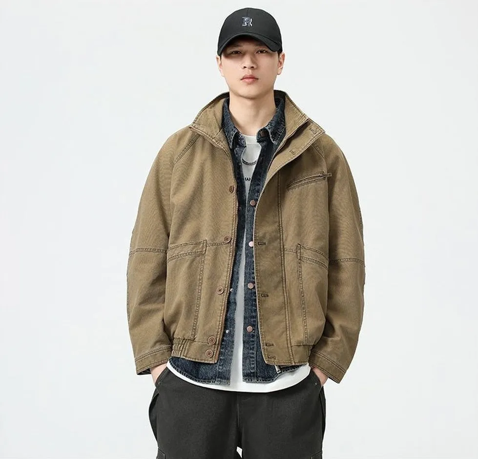 Vintage Cargo Denim Trucker Denim Jacket for Casual Wear