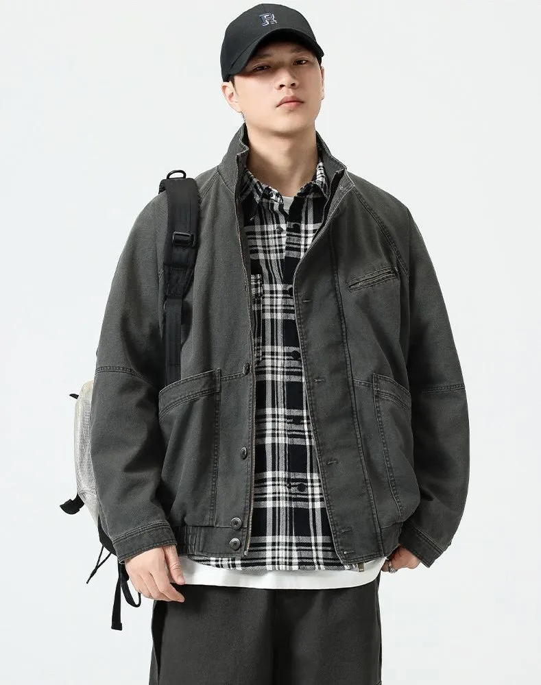 Vintage Cargo Denim Trucker Denim Jacket for Casual Wear