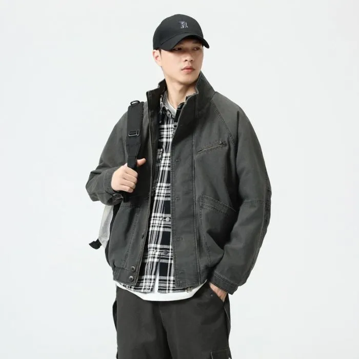 Vintage Cargo Denim Trucker Denim Jacket for Casual Wear