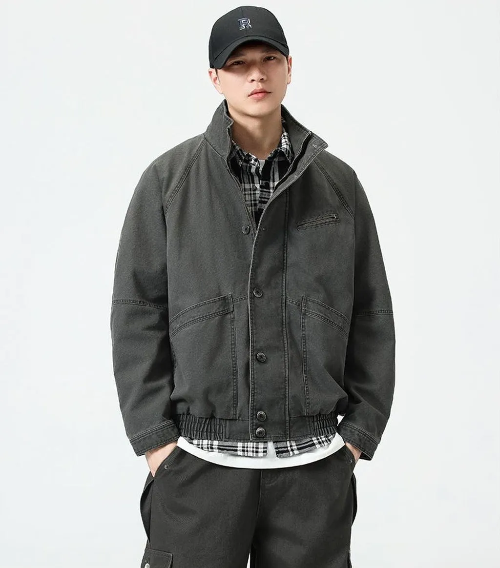 Vintage Cargo Denim Trucker Denim Jacket for Casual Wear