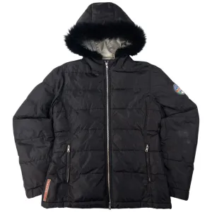 Vintage Prada Sport Fur Hood Puffer Jacket Womens Size L