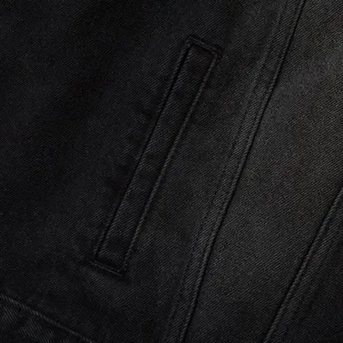 Vintage Washed Black Denim Jacket in Y2K Streetwear Style