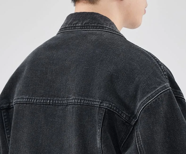 Vintage Washed Cotton Denim Jacket featuring Bellows Pockets and Label Detailing