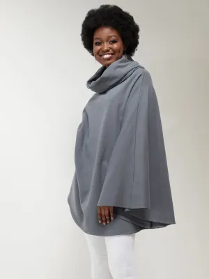 Vivo Fanah Turtleneck Poncho - Grey