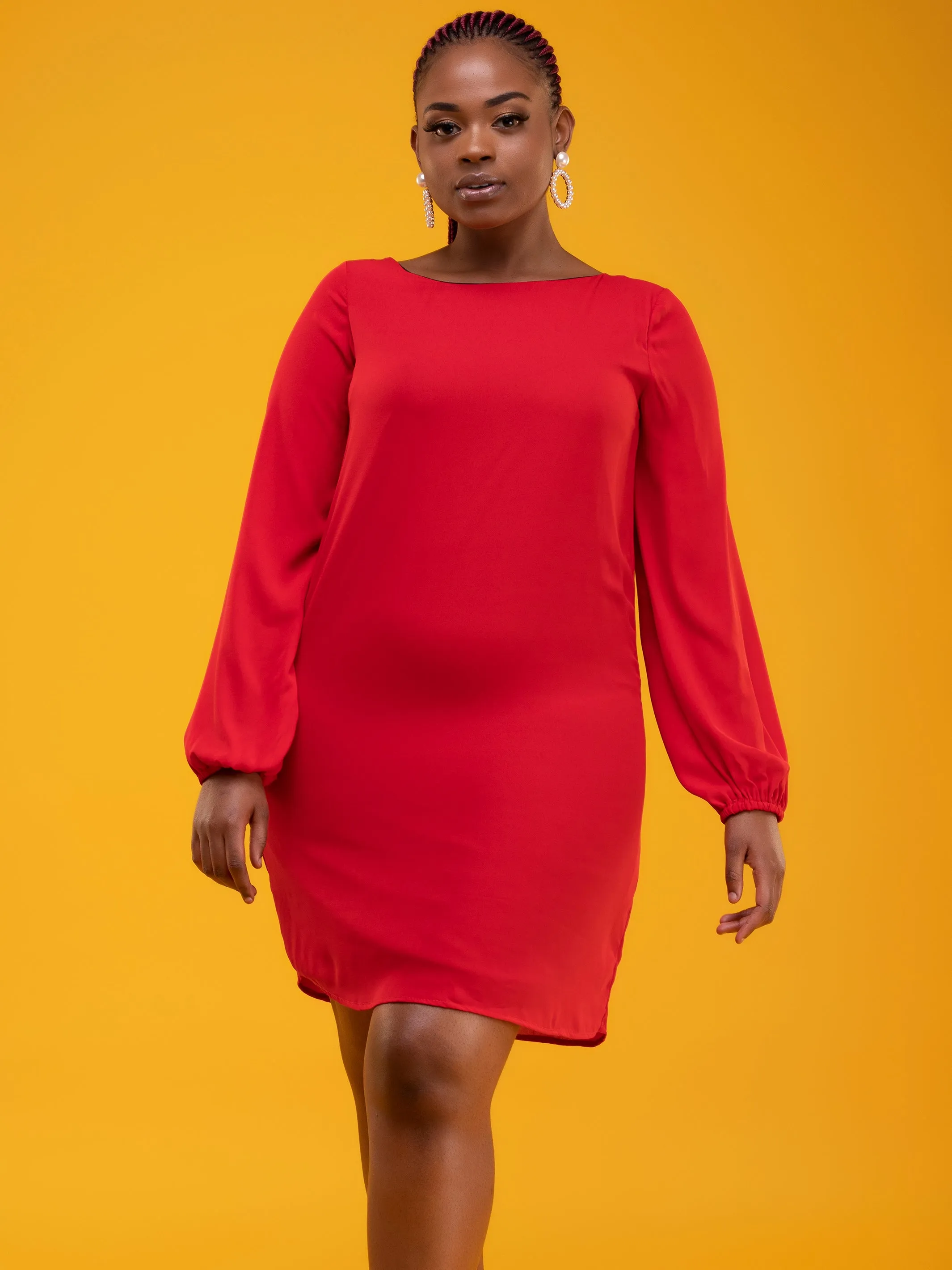 Vivo Zawadi Shift Dress - Red