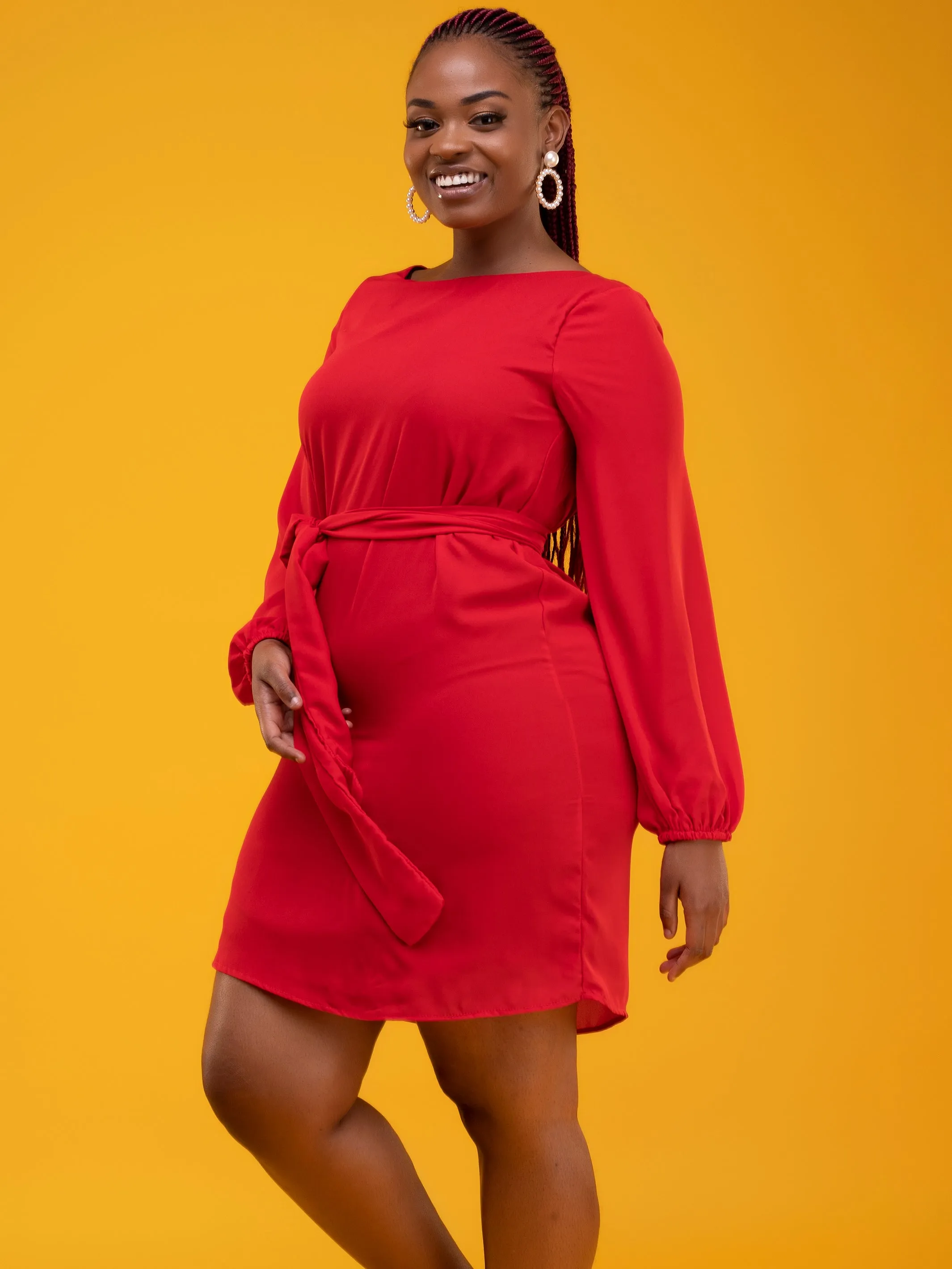 Vivo Zawadi Shift Dress - Red