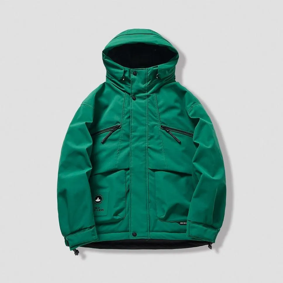 Water-resistant Relaxed-fit Puffer Jacket for Men with Hood and Solid Color