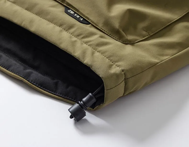 Water-resistant Relaxed-fit Puffer Jacket for Men with Hood and Solid Color