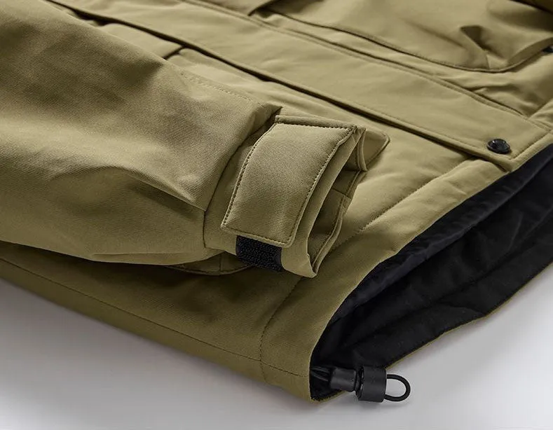 Water-resistant Relaxed-fit Puffer Jacket for Men with Hood and Solid Color