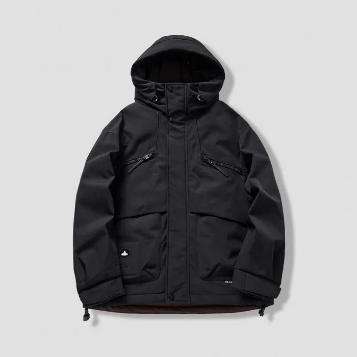 Water-resistant Relaxed-fit Puffer Jacket for Men with Hood and Solid Color