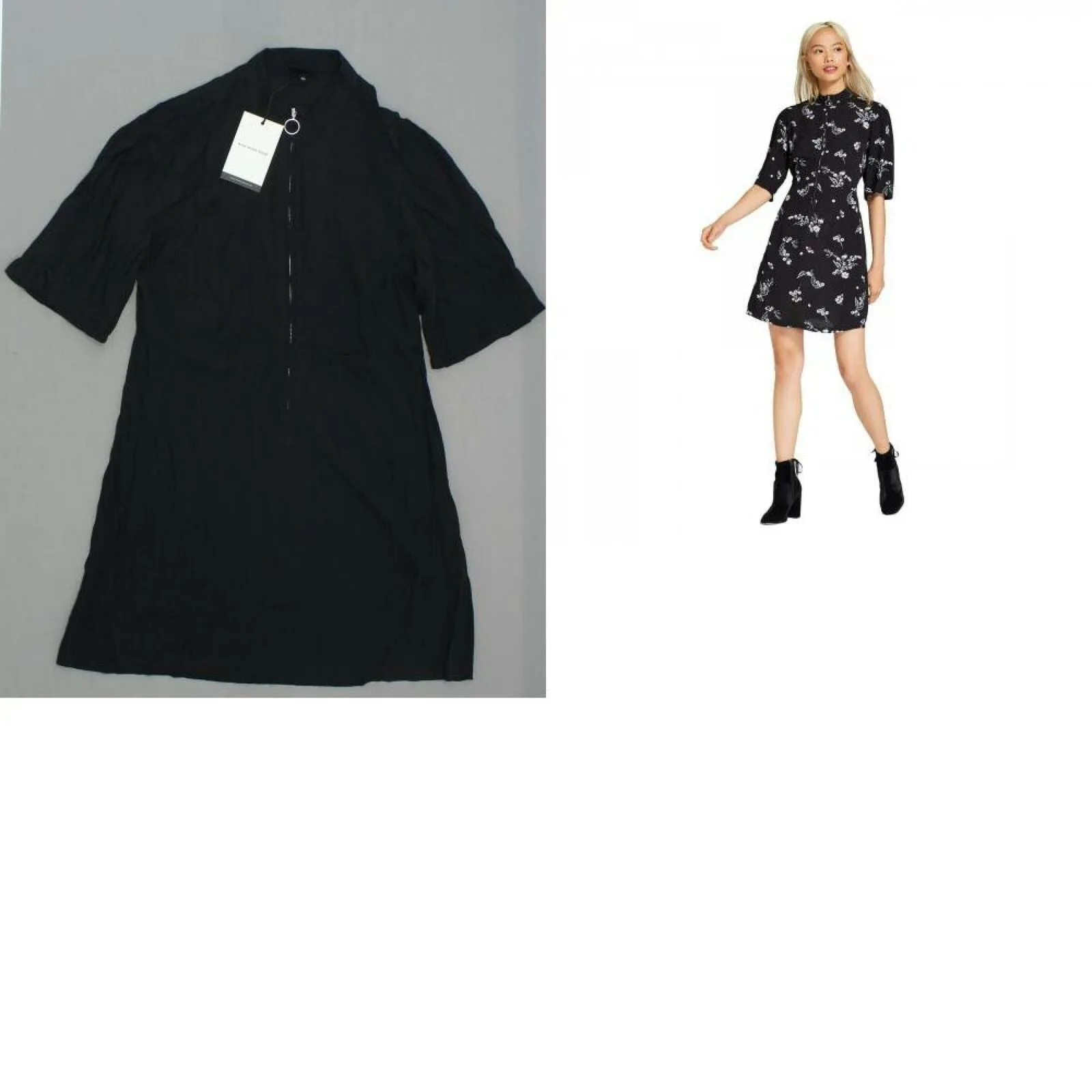 Who What Wear Womens Flirty Rayon Mini Dress with O-Ring Zip