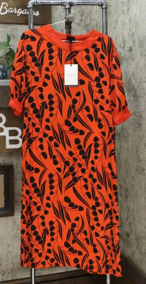 Who What Wear Women's Floral Print Short Sleeve High Neck A-Line Dress