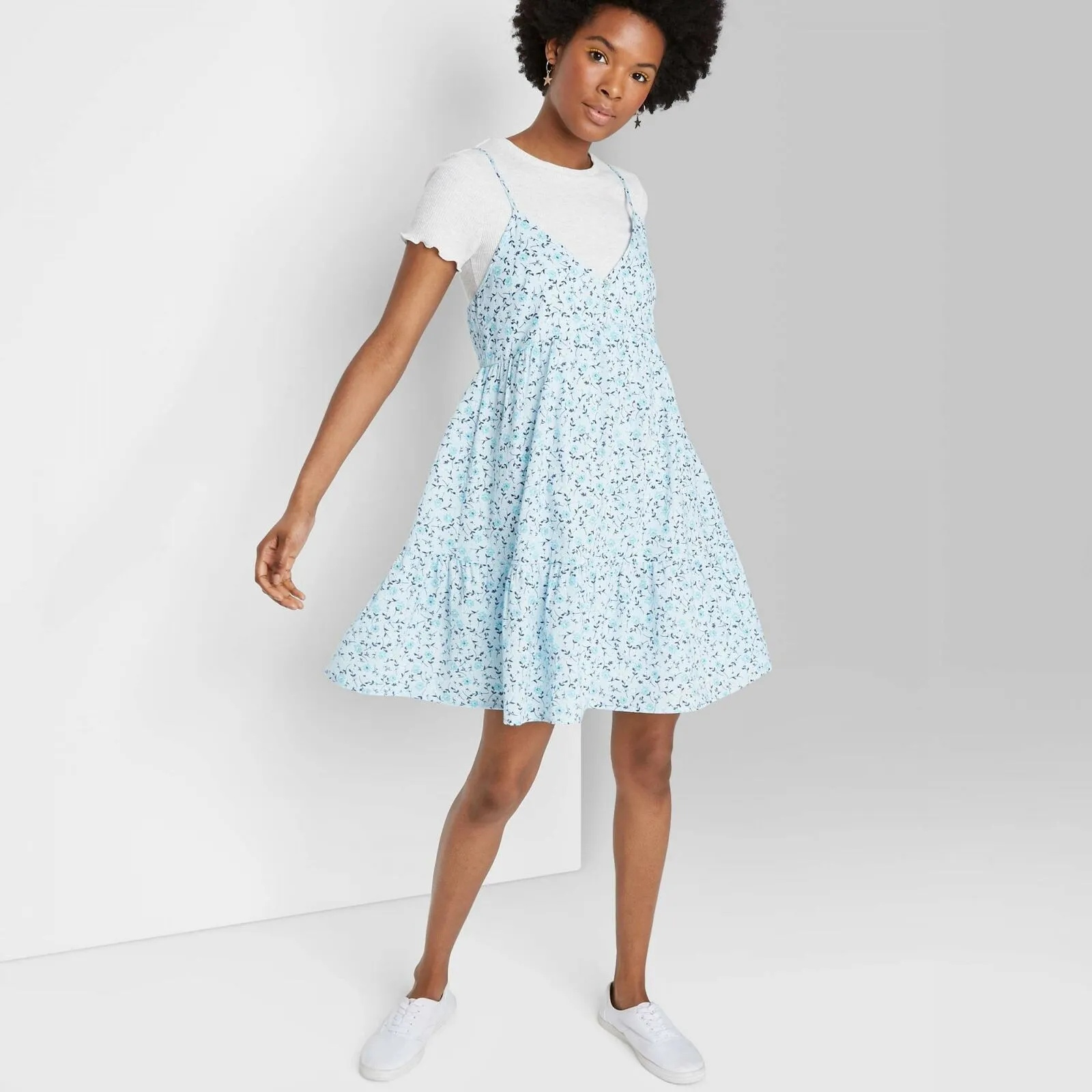 Wild Fable Women's Floral Print Sleeveless Button Dress