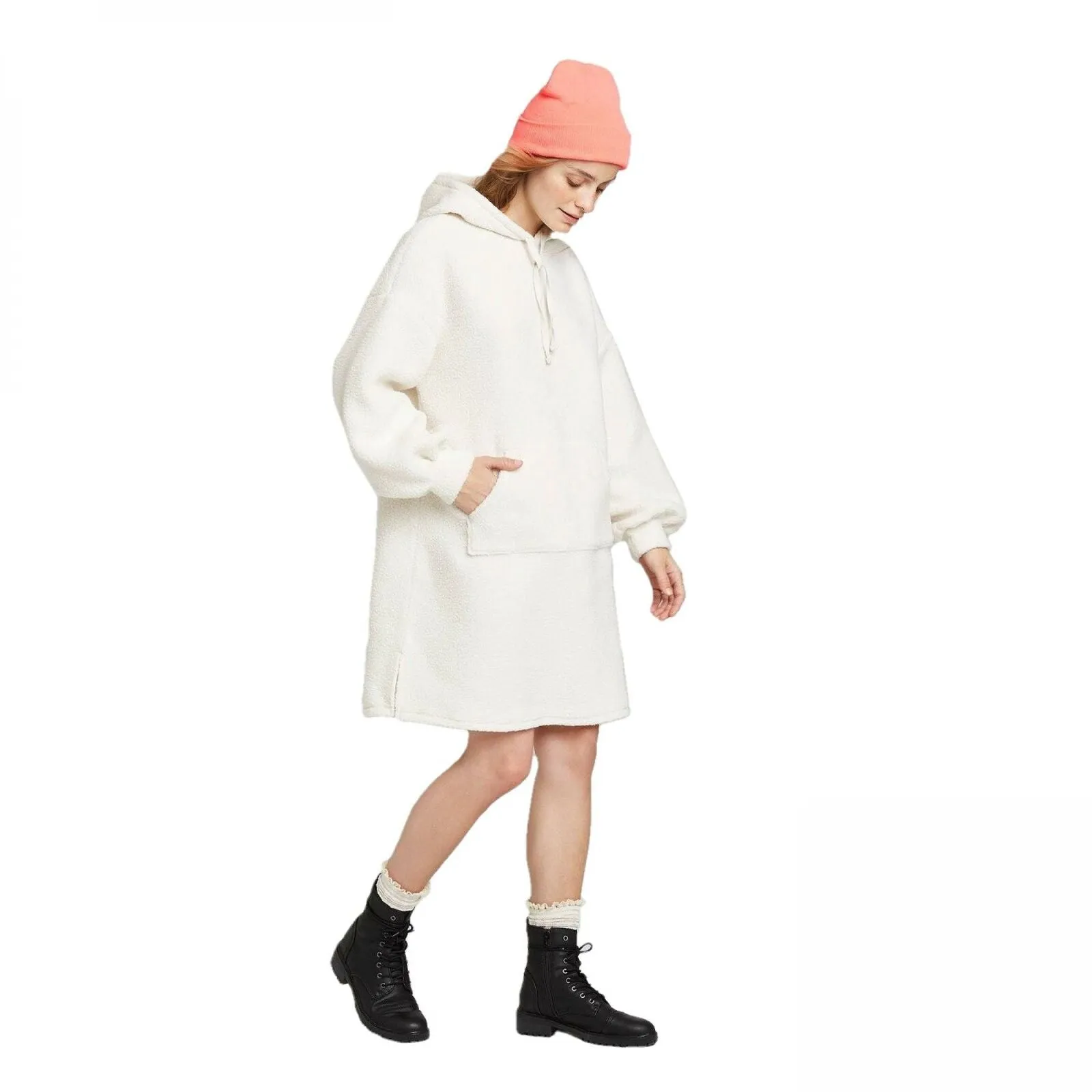 Wild Fable Women's Long Sleeve Hooded Sherpa Sweater Dress
