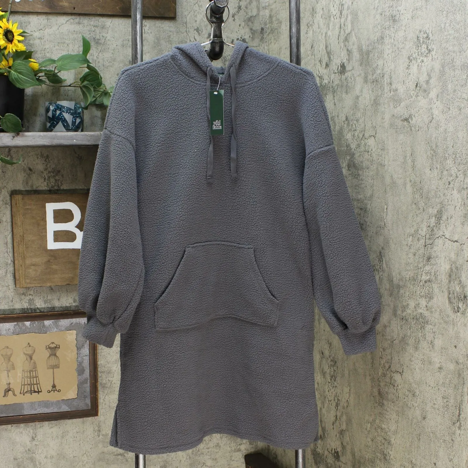 Wild Fable Women's Long Sleeve Hooded Sherpa Sweater Dress