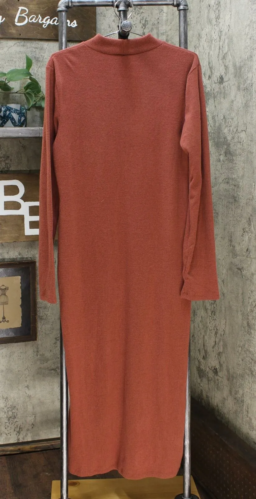 Wild Fable Women's Long Sleeve Mock Neck Rib Knit Midi Dress