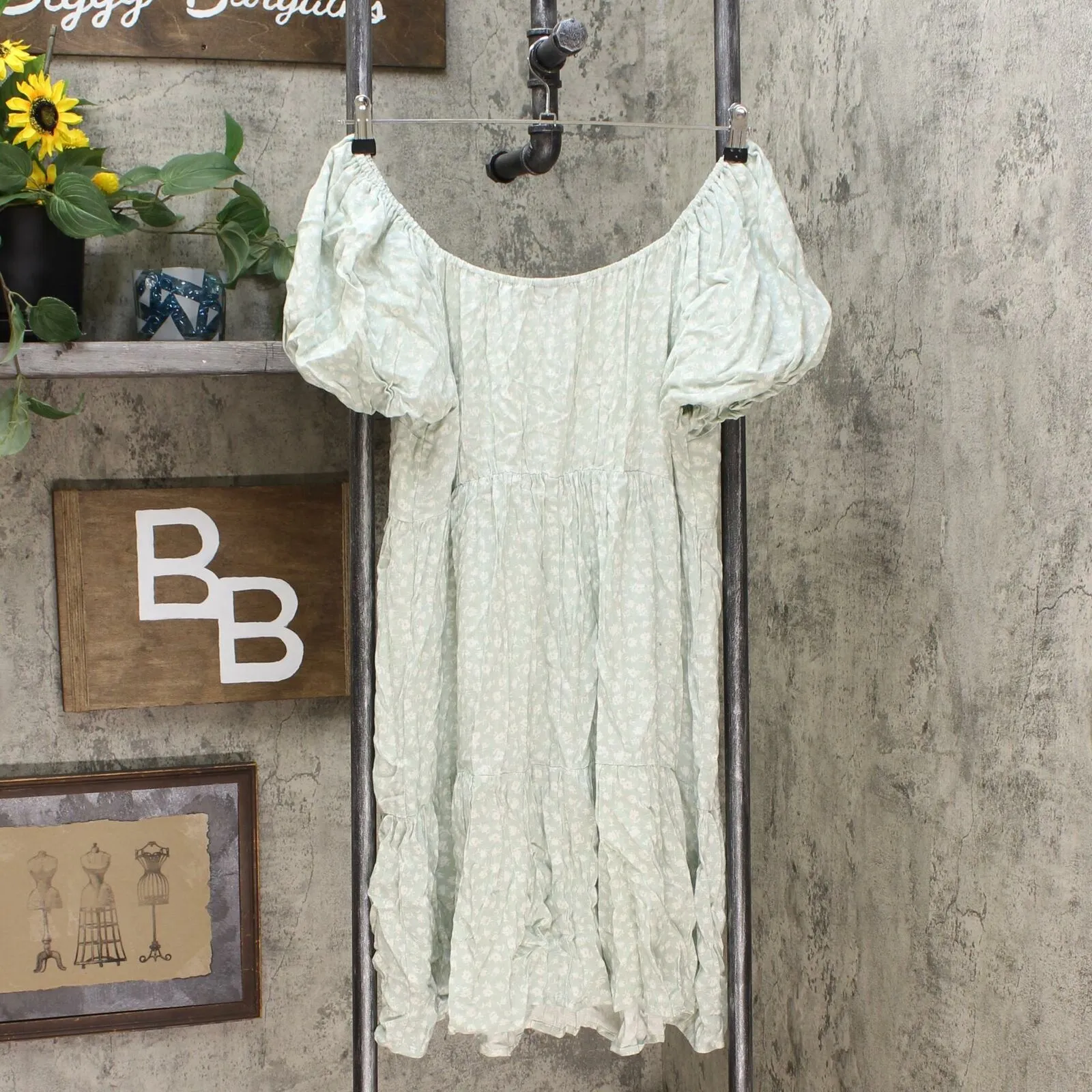 Wild Fable Women's Short Puff Sleeve Round Neck Babydoll Mini Dress