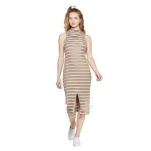 Wild Fable Women's Striped Sleeveless Mock Turtleneck Knit Midi Dress