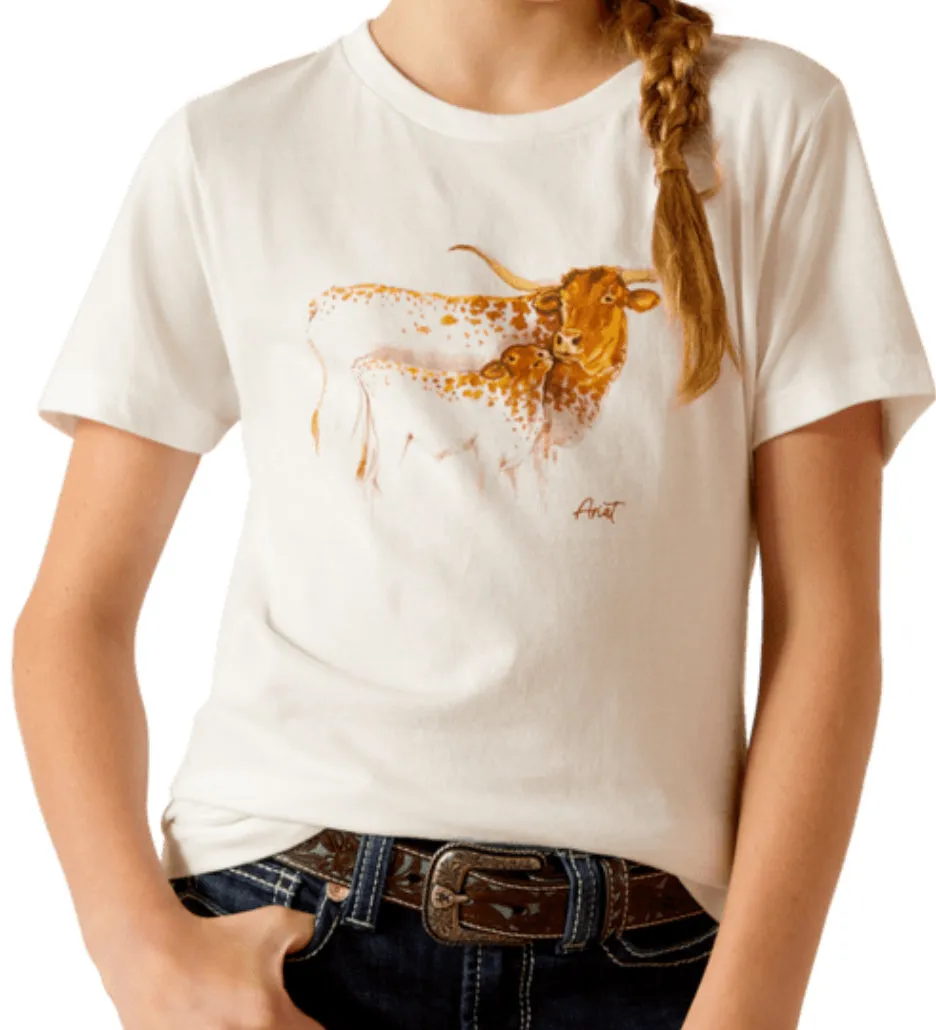 WMS/YOUTH Ariat Maternal Cow T-Shirt WHITE