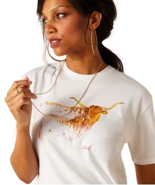 WMS/YOUTH Ariat Maternal Cow T-Shirt WHITE