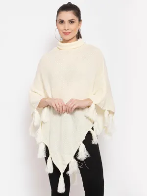 Women Poncho with Fringed Detail